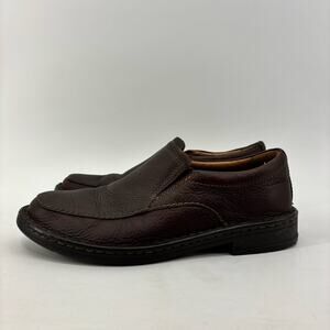 Clarks Mens Size 7 Brown Loafers Slip On Leather Ortholite Casual